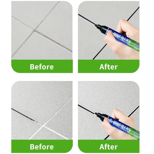 10 Pack White Tile Grout Pen, Grout Repair Paint Marker, Wall Floor Gap Seam Restorer Decontamination Pen for Bathroom Kitchen (Black, 10 PCS) Black 10PCS