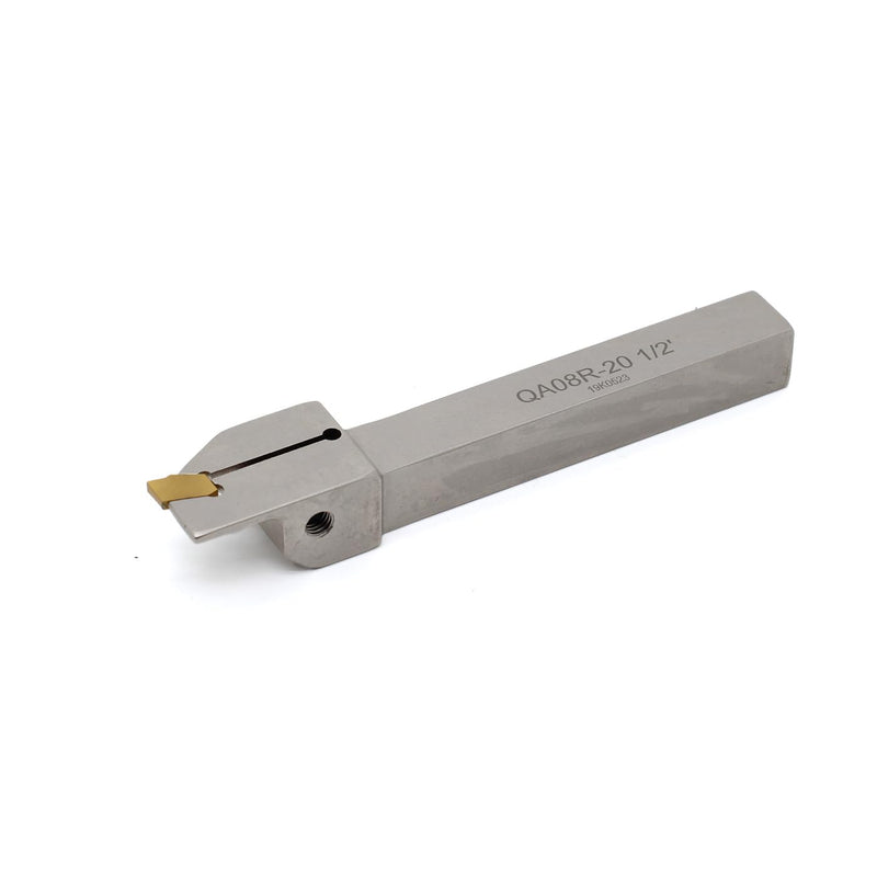 OSCARBIDE 1/2"x1/2"Indexable Parting Grooving Holder,QA08R-20 Heavy Duty Nickel Plated Right -Hand Lathe Cut Off Tool with Carbide Insert GTN-2, 1 Piece