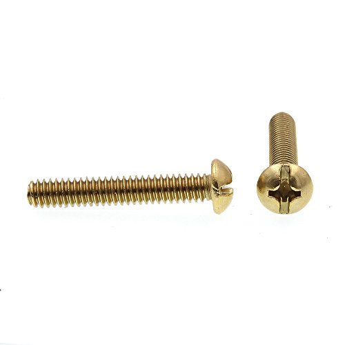 Prime-Line 9005490 Machine Screw, Round Head, Slotted/Phillips Combo, 1/4 in-20 X 1-1/2 in, Solid Brass, Pack of 50 50 Pack