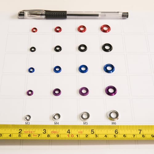[60PCS] M3 Counterbore Washers Color Black, Anodized Aluminum Alloy, Head Washers Gaskets Cup Shim for Screw RC/FPV/PC/Drone/Toys/Mechanical Accessories Parts