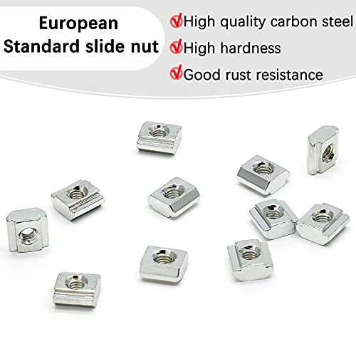 3030 Series Sliding T Nuts M5 Thread 8mm T-Slot, 50 Pcs 30Series M5-50Pcs