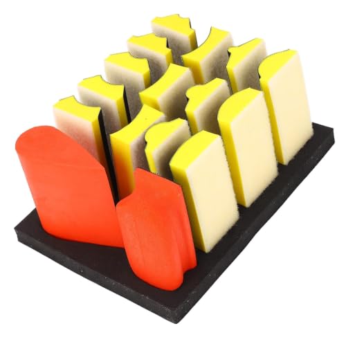 16PCS Hand Sanding Block Set, Interchangeable Assorted Contoured Profile Self Adhesive Groove Curved Surface Polishing Block for Woodworking Wall GrindingSanding Pad Kit