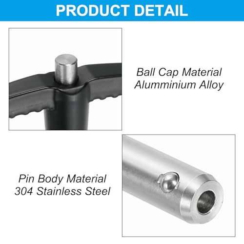 MECCANIXITY Quick Release Pin 5/8 Inch, t Handle Ball Locking Pin with Push Button Lanyard Cable 304 Stainless Steel Equipment Mechanical Usable Length 2.36 Inch, Silver 5/8 Inch/2.36 Inch