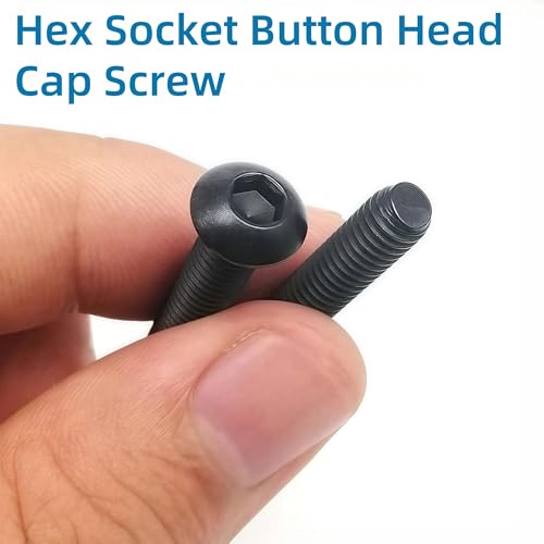 240 Pcs M5 Screws Assortment Kit, M5x6mm/8mm/10mm/12mm/16mm/20mm/25mm/30mm, Metric Hex Button Head Socket Cap Screws Nuts Washers Kit with Wrench, Black Zinc Plated M5 240Pcs 6mm-30mm