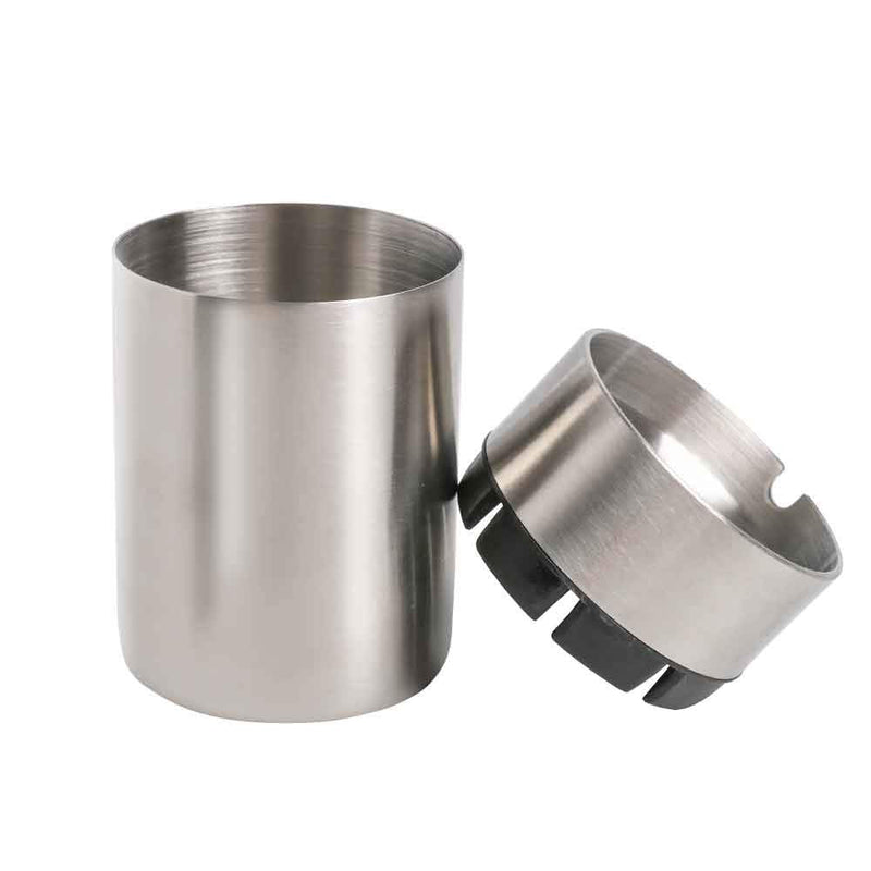 JOCHA Car Ashtray with lid smell proof Stainless Steel Portable Smokeless Detachable Windproof Self Extinguishing Butt Bucket Ash Tray for Most Car Cup Holder for Outdoor Travel Home Office (Silver) Silver 1 PACK