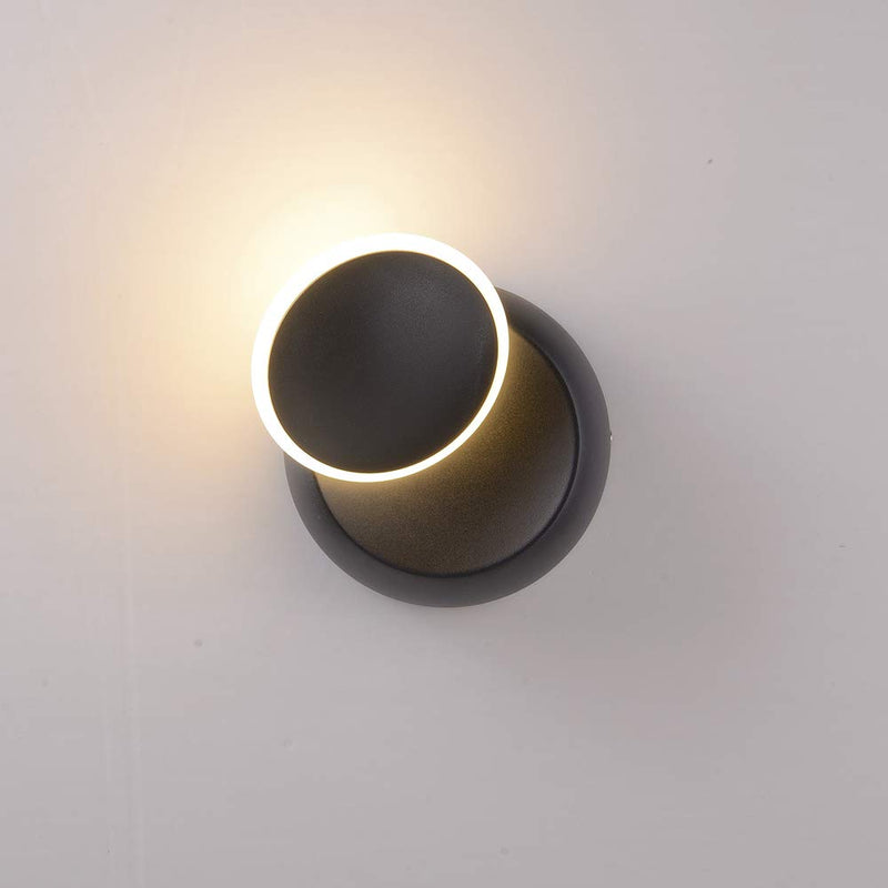 Chrasy Modern Wall Sconce 5W LED Wall Light Lighting Direction Adjustable 3000k Warm White Indoor Hardwired Wall Lamp for Bedside Kitchen Hallway Staircase Aisle (Black) Black