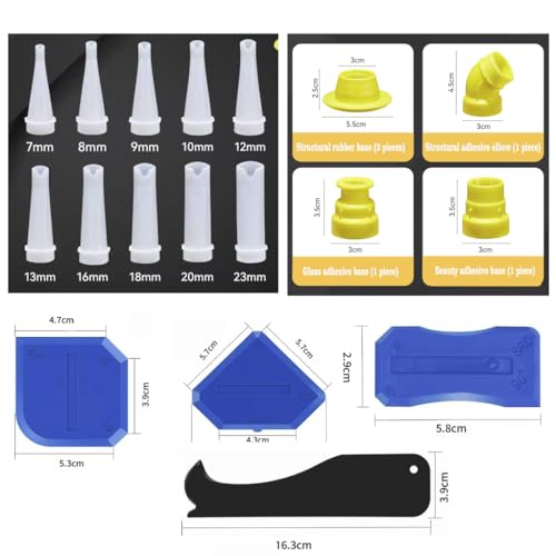 19 PCS Non adhesive dual-use Caulking nozzle, flat seam tool，V-neck