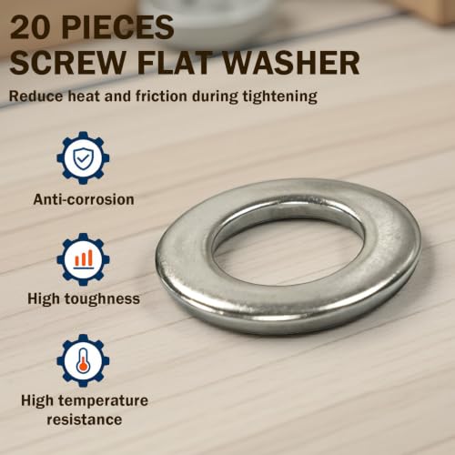 M18 Flat Washer 304 Stainless Steel, 18mm ID 34mm OD 3mm Thick, 20 Pcs