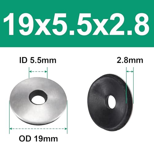 19x5.5x2.8mm Bonded Sealing Washers Stainless Steel EPDM Rubber Backed Screw Gasket - 100 Pcs Pack M5.5 * 19 19*5.5*2.8mm