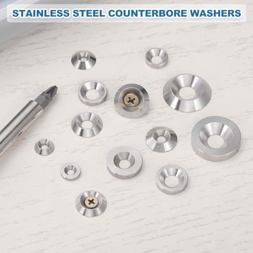 MECCANIXITY 16 Pcs M6 Finish Countersunk Washer, 4x20mm 304 Stainless Steel Counterbore Head Washers Gaskets Shim for Mechanical Accessories Parts, Silver M6x4x20mm
