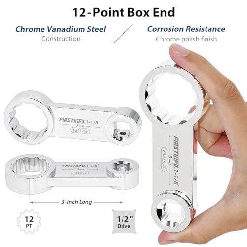 FIRSTINFO 1/2-inch Drive 1-1/8" Torque Adapter, 12-Point Box End 1/2-inch Drive / 1-1/8"