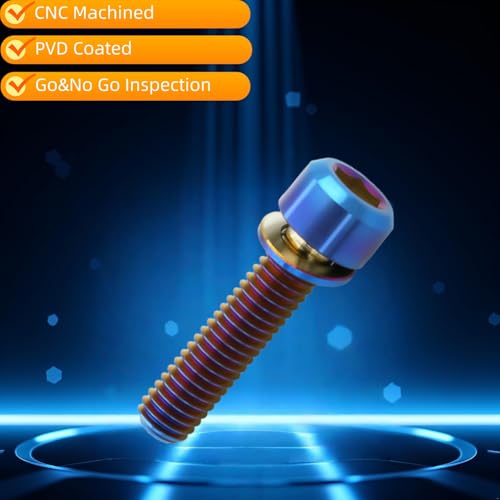 6PC Titanium Bolts M6X25mm with Washers, Burnt Blue M6X25