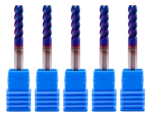 4 Flute Tungsten Carbide Square End Mill(5Pcs, 3/16"), TiAlsiN Nano Coated 3/16 in 5