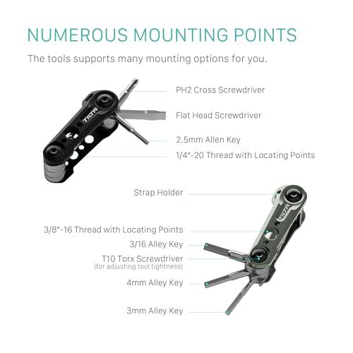 Tilta Multi-Functional Mini Tool Kit | Features Allen Keys and Screw Drivers | Compact & Lightweight | Compatible with Most Cages & Camera Systems (Titanium Grey) TA-MMT-TG Titanium Grey