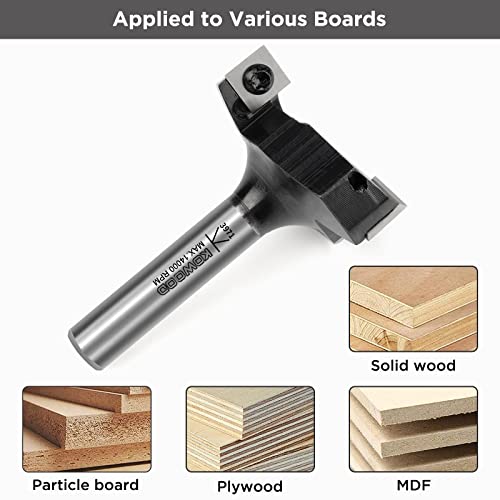 CNC Spoilboard Surfacing Router bit, 1/2'' Shank, 2-23/64'' Cut Dia, 15/32'' Cut Length, 3 Wings, Professional Woodworking Spoilboard Insert Carbide Bit by KOWOOD 2-23/64 inch cut dia
