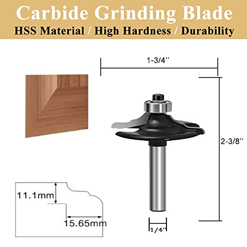 TAIWAIN Router Bits Sets 1/4 Inch Shank, Door&Drawer Front Edging Bits, Professional Woodworking Bit Miter Frame Crown Molding Wood Milling Cutter Tool(F-35XD12) 22