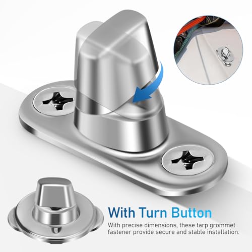 NUOBESTY Grommet Fasteners Turn Button Fasteners 20 Sets Eyelet Mounting Screws for Canvas Galvanized Metal Easy Installation 1.18 X 0.78 X 0.39 in