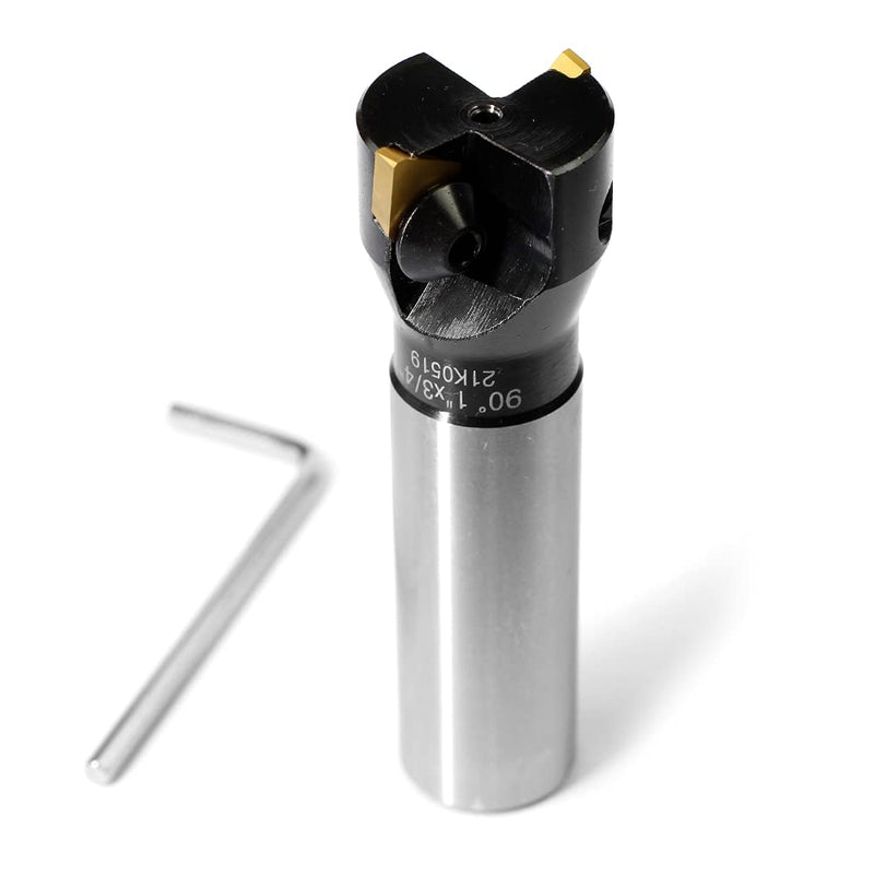 OSCARBIDE 1" Indexable End Mill 3/4" Shank 3-1/4" Length 2 Flutes TP22 | 2 TPCN1103PDTR TiN Coated Inserts | Square Shoulder Milling | For Steel & Cast Iron | Rigid Steel Body | Smooth & Durable