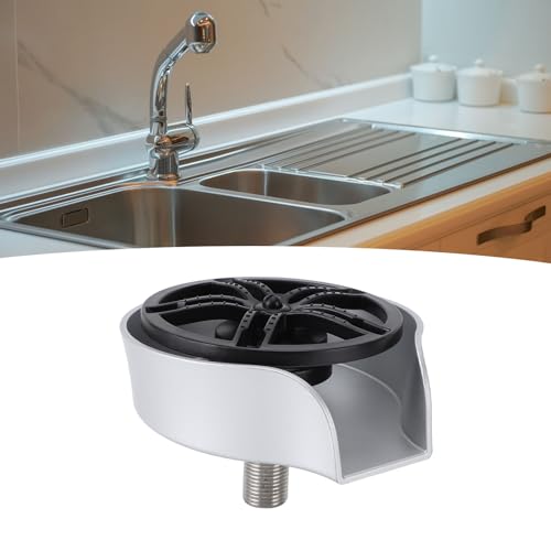 Ejoyous Automatic Glass Rinser, Stainless Steel Cup Washer for Kitchen Sink Professional Rust Resistants Pressure Glass Washer with Efficient Cleaning for Home Bars Cafes (Silver)