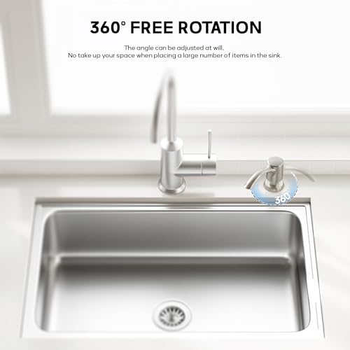 SAMODRA Built in Kitchen Sink Soap Dispenser (Brushed Nickel) with 12 oz Large PET Lotion Bottle, Refill from Top Brushed Nickel 12 oz Bottle