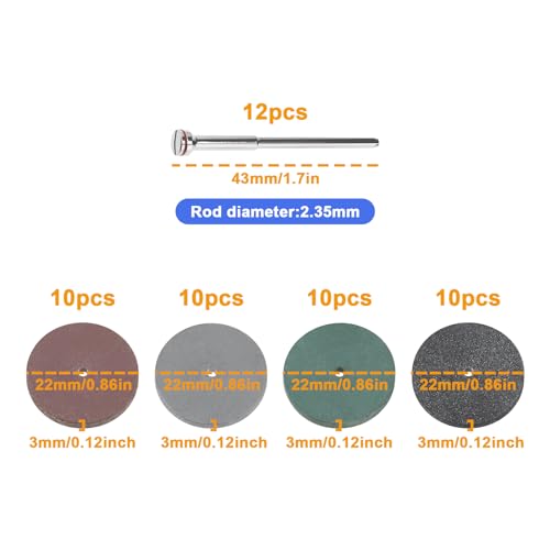 The Lord of the Tools Set of 52 22mm Polishing Wheel Assortment with 2.35mm Mandrel Shank Rubber Polishing Discs Kit for Jewelry Making Dental Laboratories Model Makers Woodworking