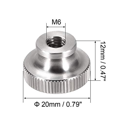 uxcell Knurled Thumb Nuts, 4Pcs M6x1mm 304 Stainless Steel Round Knobs Fasteners for 3D Printer Parts, Silver Tone (Pack of 2) M6 - 4 Pcs (Pack of 2)
