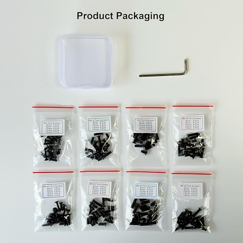 Flat Head Torx Red Dot Screw Kit 12.9G M3/M3.5/M4/#4-40/#6-40/#8-40/#6-32/#6-48, 6mm/8mm/10mm/12mm/14mm 4Pcs Each