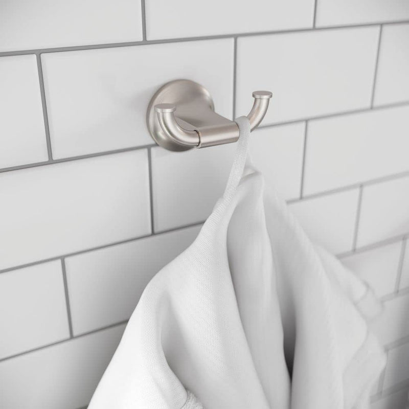 Pfister Pfirst Modern Single Towel Hook for Bathroom Wall Mount Brushed Nickel Spot Defense Finish Concealed Screw Installation Durable Metal Construction BRHPFM0GS Spot Defense Brushed Nickel 1 Pack
