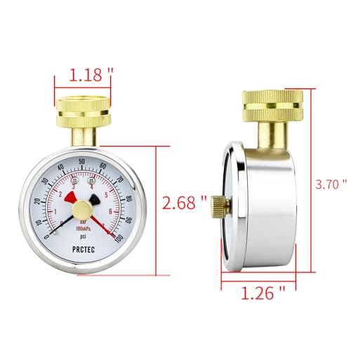 2.5'' Dial Size Water Pressure Gauge,3/4 Inch Female Hose Thread,Waterproof Pressure Gauge, Water Pressure Tester for Home and Garden (Memory Pointer 0-100psi) Memory Pointer 0-100psi