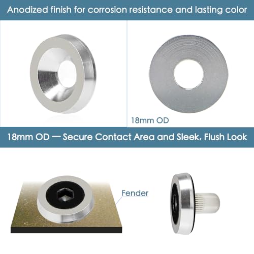 M6 Silver Anodized Aluminum Washer Fender Flare Hardware Kit M6 Flat Washer - Silver