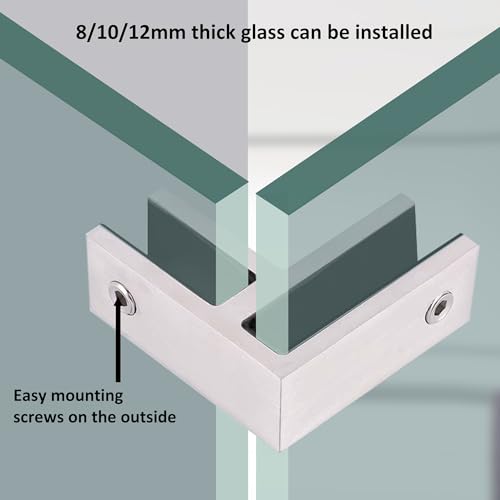 2-Pack 304 Glass Clamps, 6-10mm, Silver, 90-Degree(LIUCHONGYANG99) Silvery 90°