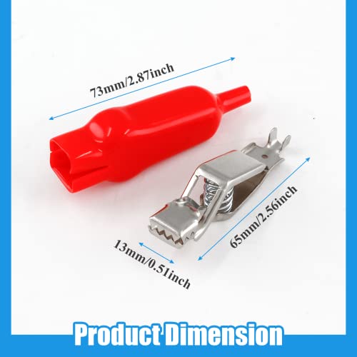 24 Pcs 20A Insulated Alligator Clips, Nickel-Plated Iron