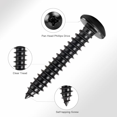 #12x1-1/2 Phillips Pan Head Black Wood Screws 100pcs HS/ZGLS-02 #12 x 1-1/2"