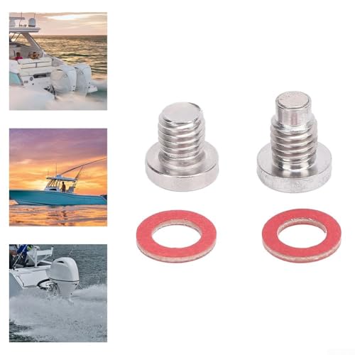 Marine Lower Unit Drain-Plug Screw & Gasket Kit Fit For Yama-ha Outboard 5HP 6HP 8HP 9.9HP 15HP 90HP 115-300HP,Straight Screw-Plug Set,Replaces OEM# 90340-08M04-00/90340-08002-00/90340-08014-00