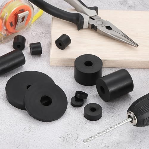 uxcell 4Pcs Thick Rubber Spacer, 2 Inch OD x 1/2 Inch ID x 1 Inch Thickness Round Rubber Bushings Anti Vibration Flat Spacer Washers for Home Industrial Machinery 2 Inch OD x 1/2 Inch ID x 1 Inch T