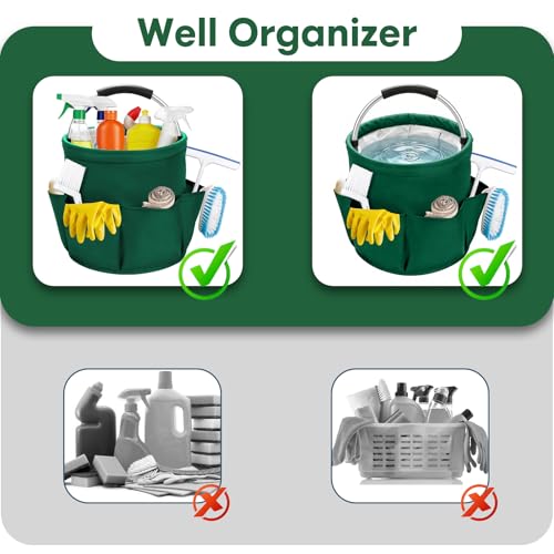 17L Foldable Waterproof Storage Basket with 6 Pockets,Dark Green 17L Dark Green