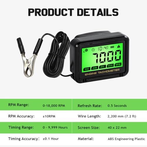 Small Engine Tachometer，Digital Tachometer，RPM Meter and Hour Gauge