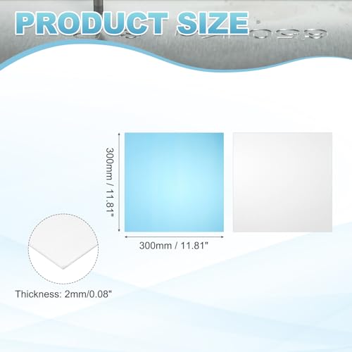 MECCANIXITY 6061 T651 Aluminum Sheet Metal, 11.8" x 11.8" x 0.08" Rectangle Flat Plain Aluminum Plate Covered with Single Protective Film Heat Treatable for DIY Crafting Industry(Silver) 11.8" x 11.8" x 0.08" 1