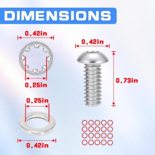 Titanium Alloy Bolts Screws with 20 Pack - #11105 O-Ring