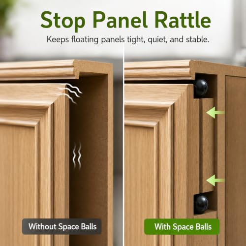 Space Balls for Raised Panel Cabinet Doors,1000 Pcs Rubber Ball Spacers Fits for 1/4" Groove in Cabinet Door Rails and Stiles,Keep Wood Door Panels from Moving Rocking Around and Stopping the Ratte