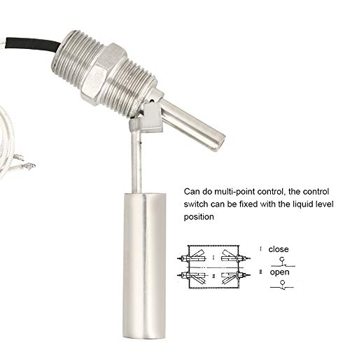 Liquid Level Sensor Switch, Water Floating Switch Side Mounted 304 Stainless Steel 1/2NPT Male Thread DC0-110V, Garden Pond Liquid Water Level Sensor Switch