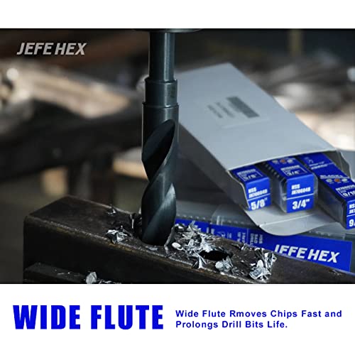 Reduced Shank Industrial Drill Bit, 9/16 Inch Silver and Deming Drill Bits, HSS Black Oxide Finish Drill Bits, 135-Degree Split Point, 1/2" Shank for Most Handle, Zinc Alloy, Wood and Plastic 9/16 Inch(3 PCS)