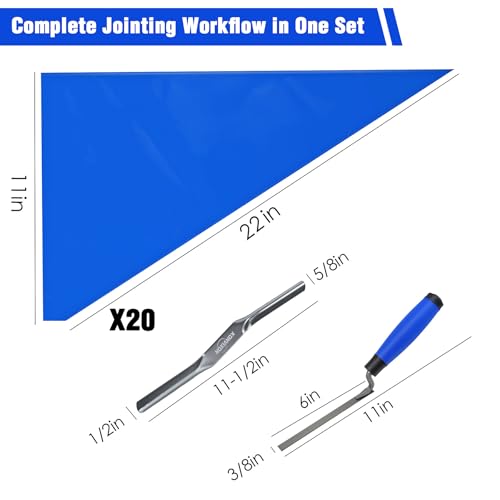 22PCS Tile Grout Masonry Mortar Bag and Brick Jointing Tool Kit Pointing Tool with 20PCS Grout Bags 22