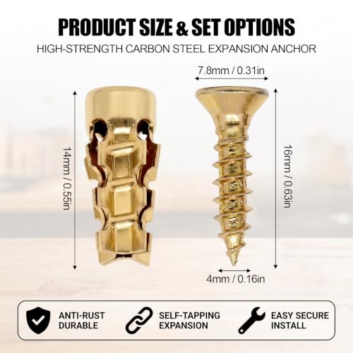 LOGJAM Screws for Door Hinge Repair, 300 PCS 6×14mm Expansion Anchors