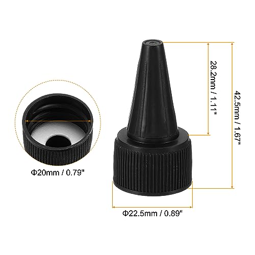 Patikil Twist Bottle Caps, 25Pcs - 20/410 Squeeze Bottle Caps for Glue & Paint Dispensing, Black 20mm