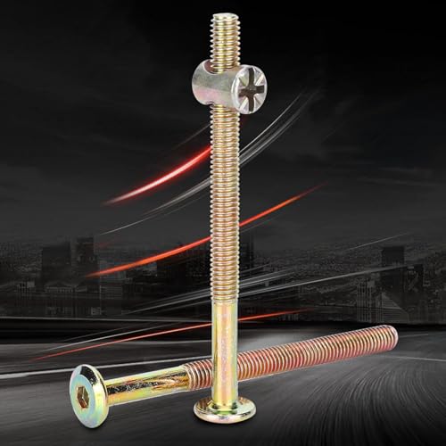 Furniture Screw Hex Socket Head Bolts M6x60mm Zinc Plated Carbon Steel Fasteners for Beds Cribs Cabinets 10Pcs