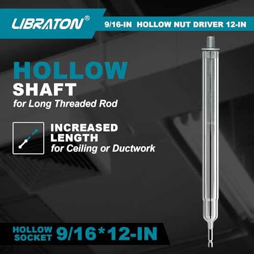 LIBRATON Hollow Nut Driver, Power Nut Driver Set 9/16", 12 inch Long 12-inch long 9/16-inch