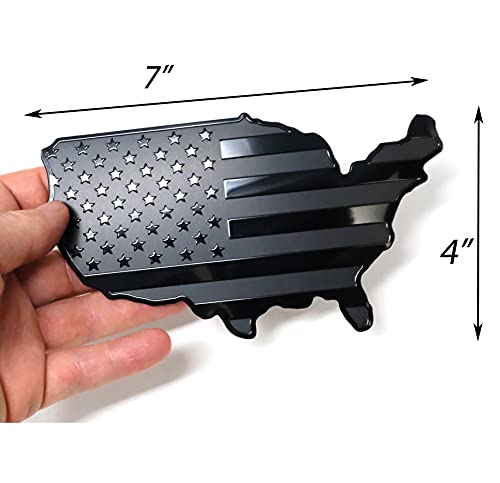 MULL USA Black Flag Map Auto Fender Emblem for Cars Trucks Laptop Wall (Black, 7"x4") 7"x4"