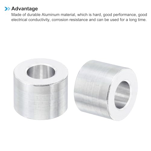 PATIKIL M8 Aluminum Spacers, 10 Pcs Metal Spacer Aluminum 8.2mm ID x 16mm OD x 12mm L Aluminum Spacer Screw Standoff Round for 5/16" or M8 Screw Bolts