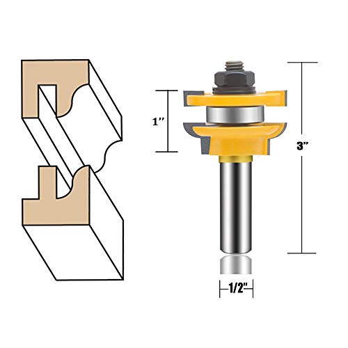 OLETBE 1/2-Inch Shank Router Bit Set 3 PCS Round Over Raised Panel Cabinet Door Ogee Rail and Stile Router Bits Sets, Woodworking Wood Cutter Woodwork Carbide Groove Tongue Milling Tool (4) 4